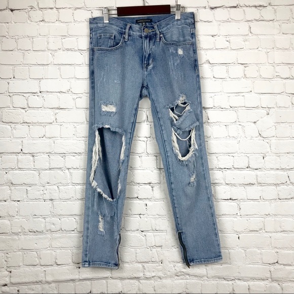 Kendall & Kylie Denim - Kendall & Kylie Distressed Zipper Denim Jeans